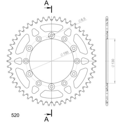 Supersprox Rear Sprocket Alu RAL-245/2:50 Gold