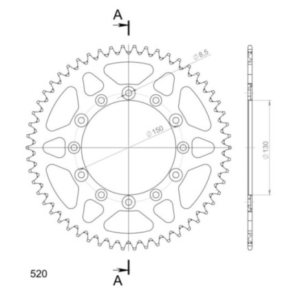 Supersprox Rear Sprocket Alu RAL-245/2:54 Blue