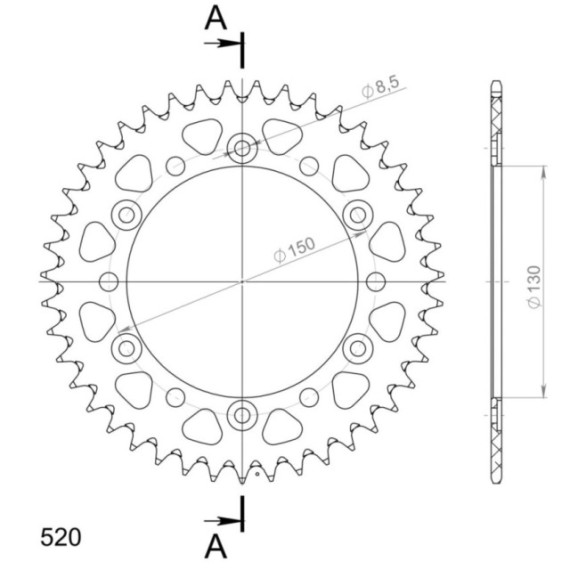 Supersprox Rear Sprocket Alu RAL-245/3:43 Black