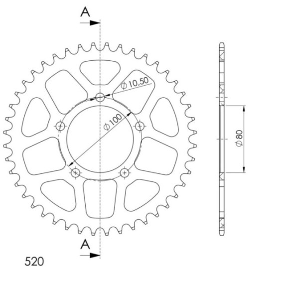 Supersprox Rear Sprocket Alu RAL-2698:43 Black