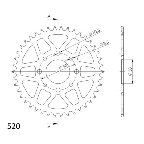 Supersprox Rear Sprocket Alu RAL-273:39 Silver