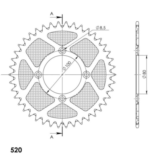 Supersprox Rear Sprocket Alu RAL-2802:44 Silver