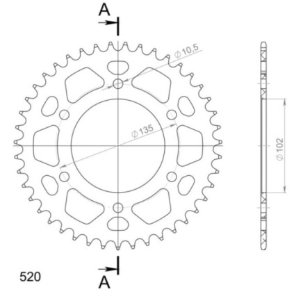 Supersprox Rear Sprocket Alu RAL-401:43 Red