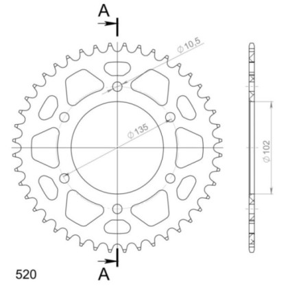 Supersprox Rear Sprocket Alu RAL-401:44 Red