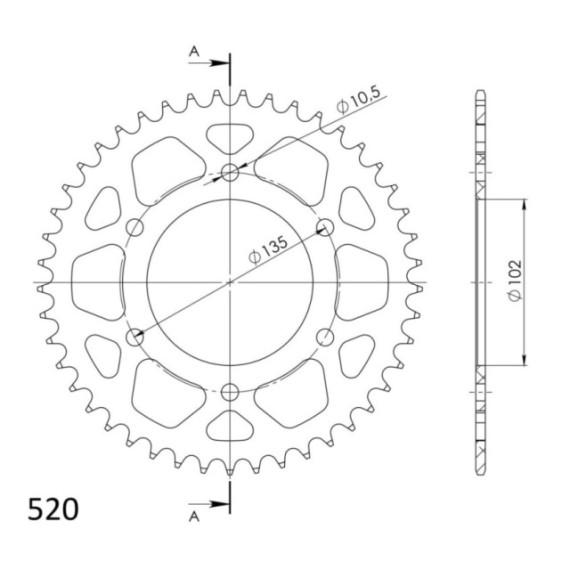 Supersprox Rear Sprocket Alu RAL-401:45 Red