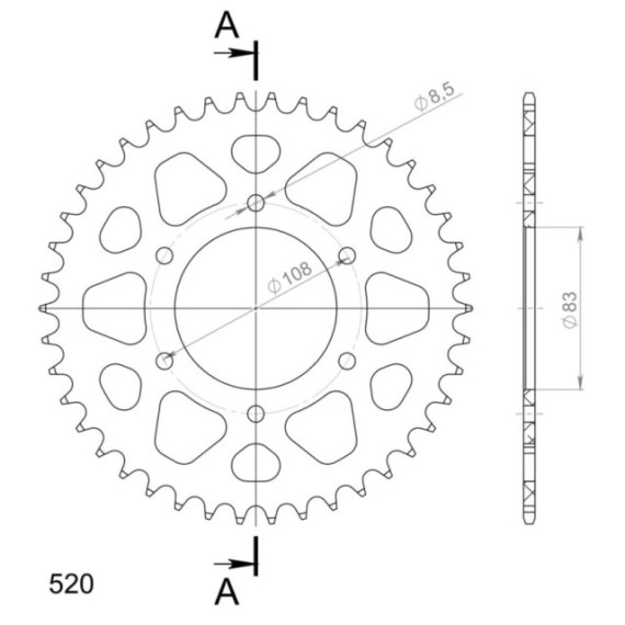 Supersprox Rear Sprocket Alu RAL-404:42 Red