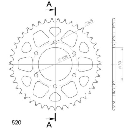 Supersprox Rear Sprocket Alu RAL-404:43 Red