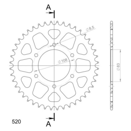 Supersprox Rear Sprocket Alu RAL-404:44 Red