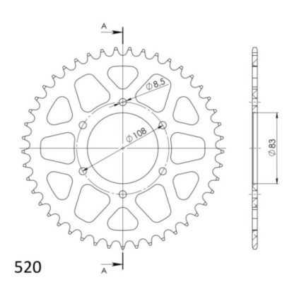 Supersprox Rear Sprocket Alu RAL-404:45 Red