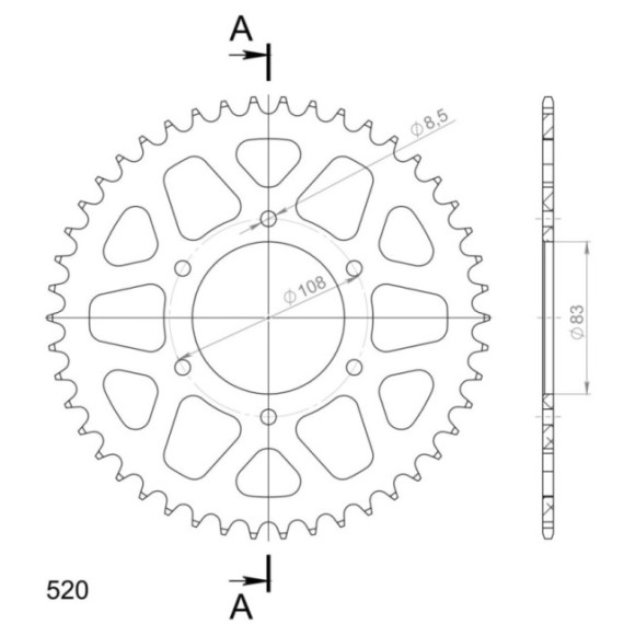 Supersprox Rear Sprocket Alu RAL-404:46 Red