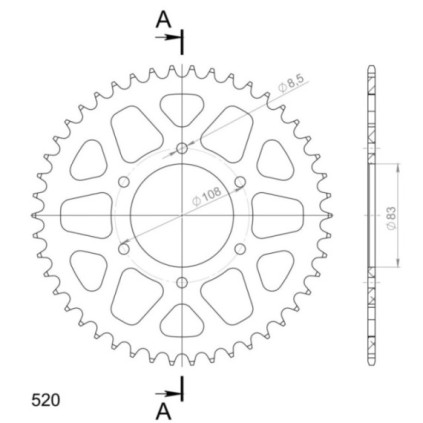 Supersprox Rear Sprocket Alu RAL-404:46 Red