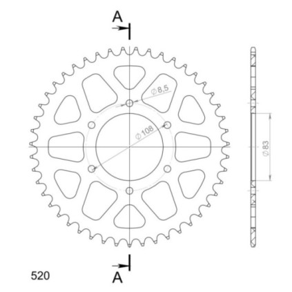 Supersprox Rear Sprocket Alu RAL-404:47 Red