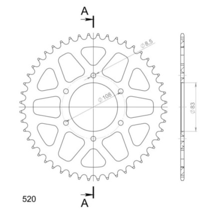 Supersprox Rear Sprocket Alu RAL-404:48 Red