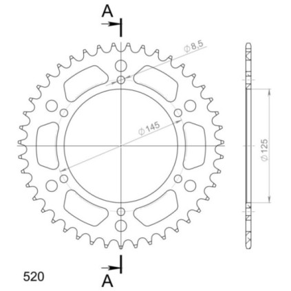 Supersprox Rear Sprocket Alu RAL-405:43 Red