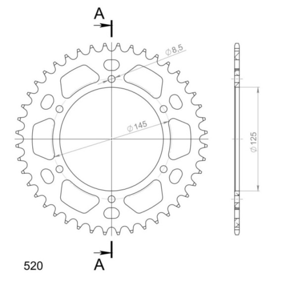 Supersprox Rear Sprocket Alu RAL-405:44 Red