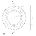 Supersprox Rear Sprocket Alu RAL-405:44 Red