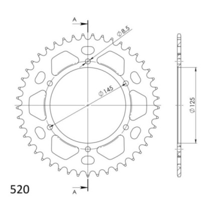 Supersprox Rear Sprocket Alu RAL-405:45 Red