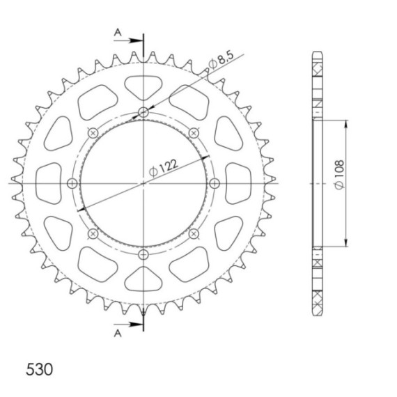 Supersprox Rear Sprocket Alu RAL-413:43 Red