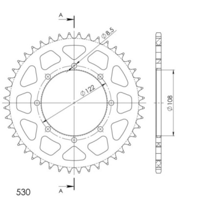 Supersprox Rear Sprocket Alu RAL-413:44 Red