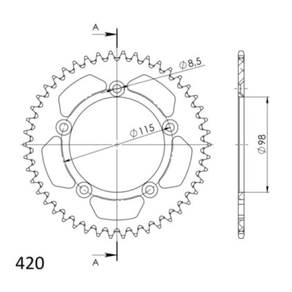 Supersprox Rear Sprocket Alu RAL-4:46 Blue