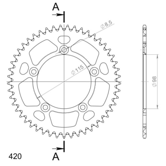 Supersprox Rear Sprocket Alu RAL-4:49 Blue