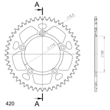 Supersprox Rear Sprocket Alu RAL-4:49 Blue