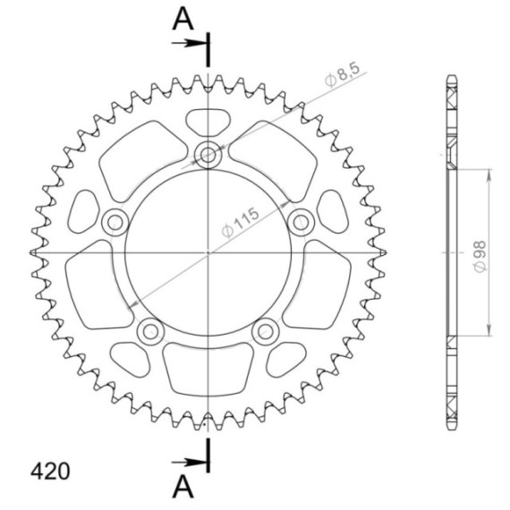 Supersprox Rear Sprocket Alu RAL-4:50 Silver