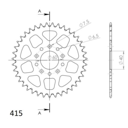 Supersprox Rear Sprocket Alu RAL-451:39 Black