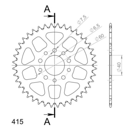 Supersprox Rear Sprocket Alu RAL-451:40 Black