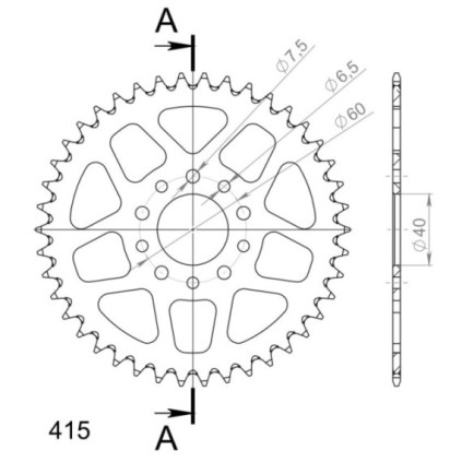 Supersprox Rear Sprocket Alu RAL-451:42 Black