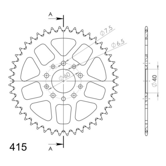 Supersprox Rear Sprocket Alu RAL-451:44 Black