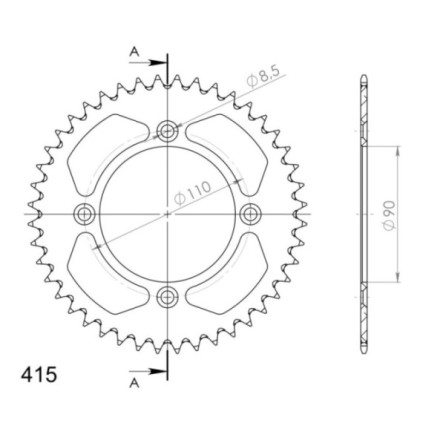 Supersprox Rear Sprocket Alu RAL-452:42 Blue