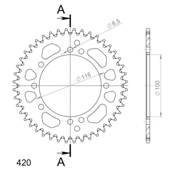 Supersprox Rear Sprocket Alu RAL-457:43 Green