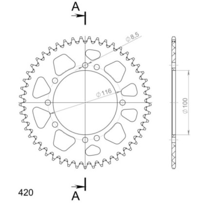 Supersprox Rear Sprocket Alu RAL-457:49 Silver