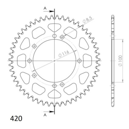 Supersprox Rear Sprocket Alu RAL-457:51 Green