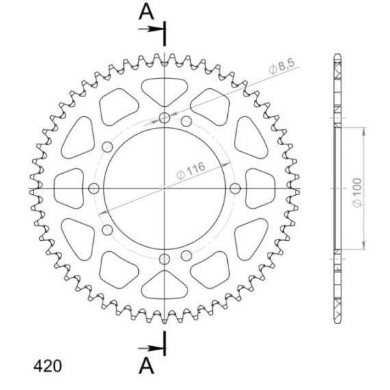 Supersprox Rear Sprocket Alu RAL-457:53 Gold