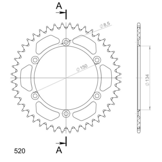 Supersprox Rear Sprocket Alu RAL-460:44 Blue