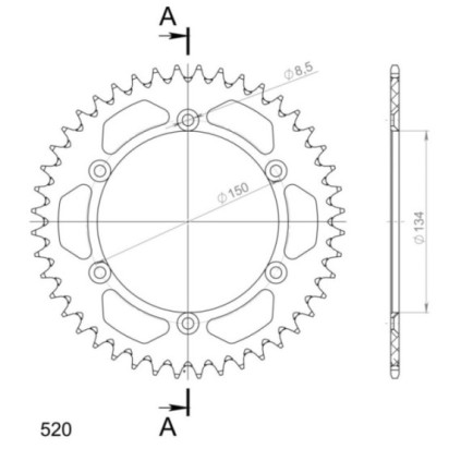 Supersprox Rear Sprocket Alu RAL-460:44 Blue