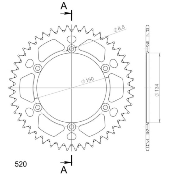 Supersprox Rear Sprocket Alu RAL-460:46 Blue