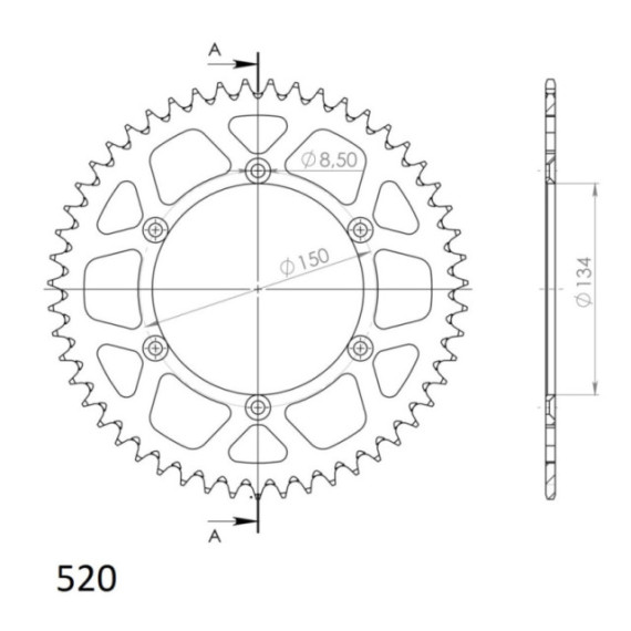 Supersprox Rear Sprocket Alu RAL-460:48 Red