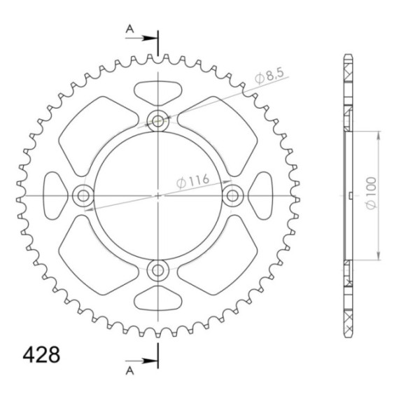 Supersprox Rear Sprocket Alu RAL-462:53 Black