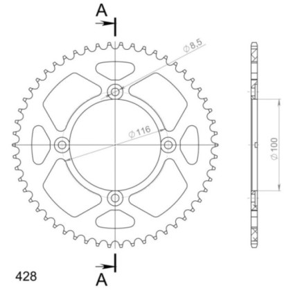 Supersprox Rear Sprocket Alu RAL-462:54 Black