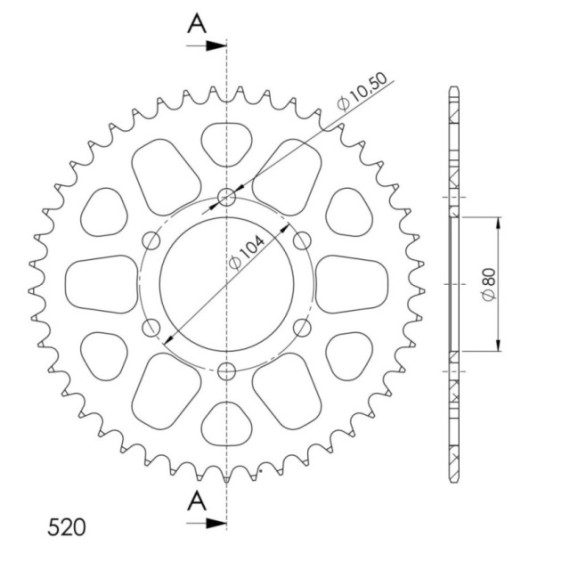 Supersprox Rear Sprocket Alu RAL-478:45 Red