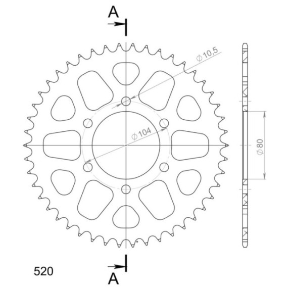 Supersprox Rear Sprocket Alu RAL-478:46 Red