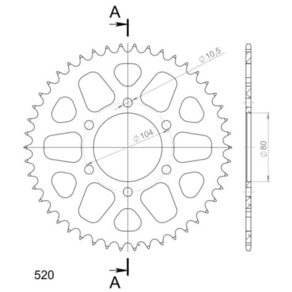 Supersprox Rear Sprocket Alu RAL-478:46 Red