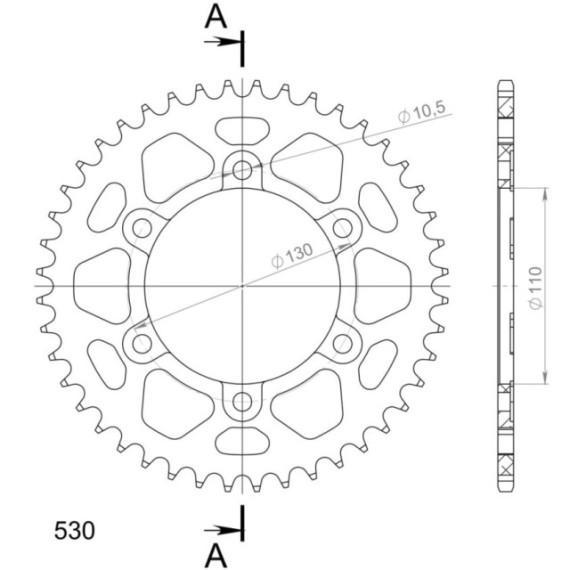 Supersprox Rear Sprocket Alu RAL-479:44 Black