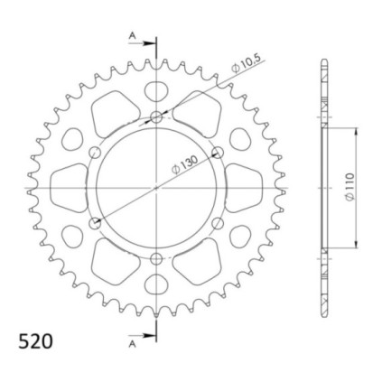 Supersprox Rear Sprocket Alu RAL-486:45 Blue