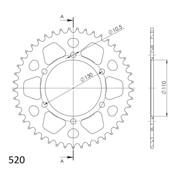 Supersprox Rear Sprocket Alu RAL-486:45 Gold