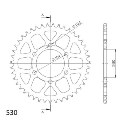 Supersprox Rear Sprocket Alu RAL-488:43 Black