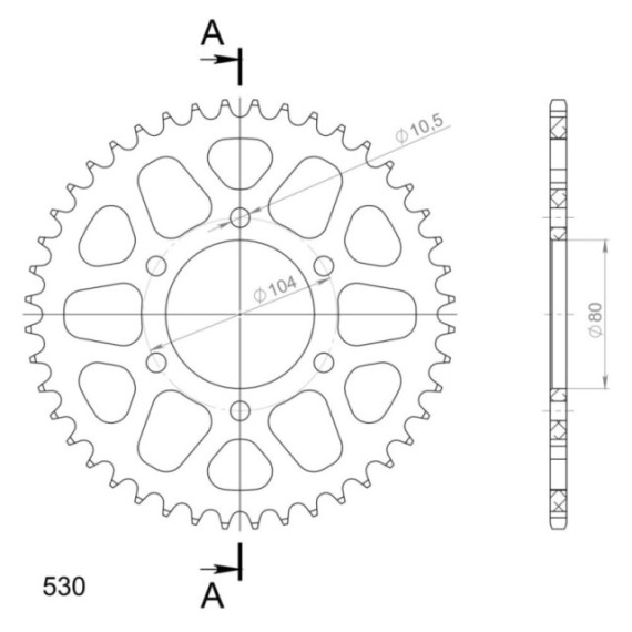 Supersprox Rear Sprocket Alu RAL-488:44 Black